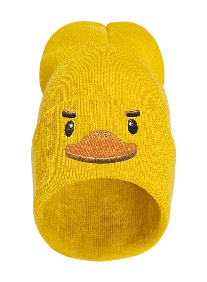 AIMASTZ Cute Yellow Duck Embroidered Beanie Knit Hat for Teens, Cute Funny Graphic Beanie Winter Skull Cap, Gifts for Duck Lovers - Image 1